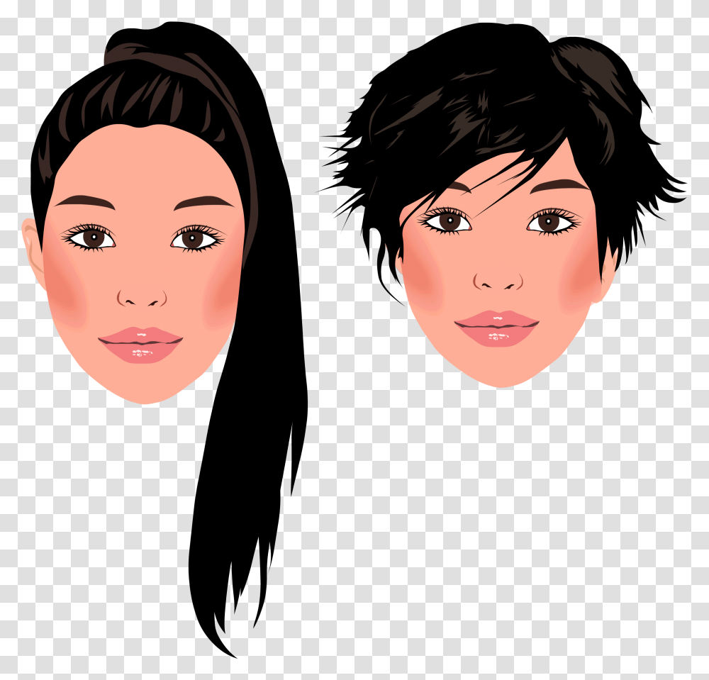 Portraits Of A Girl With Short Haircut And Long Hair Pony Tail Girl In Cartoon, Face, Person, Head, Crowd Transparent Png