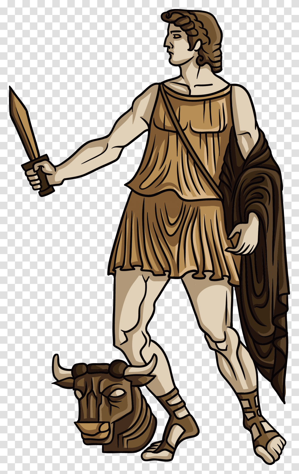 Poseidon Clipart Greek Mythology Theseus Cartoon, Person, People, Sculpture, Sport Transparent Png