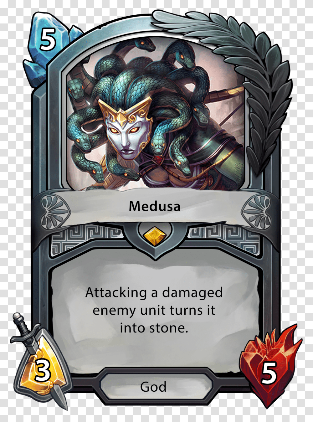 Poseidon Greek God Card Medusa Smite Card, World Of Warcraft Transparent Png