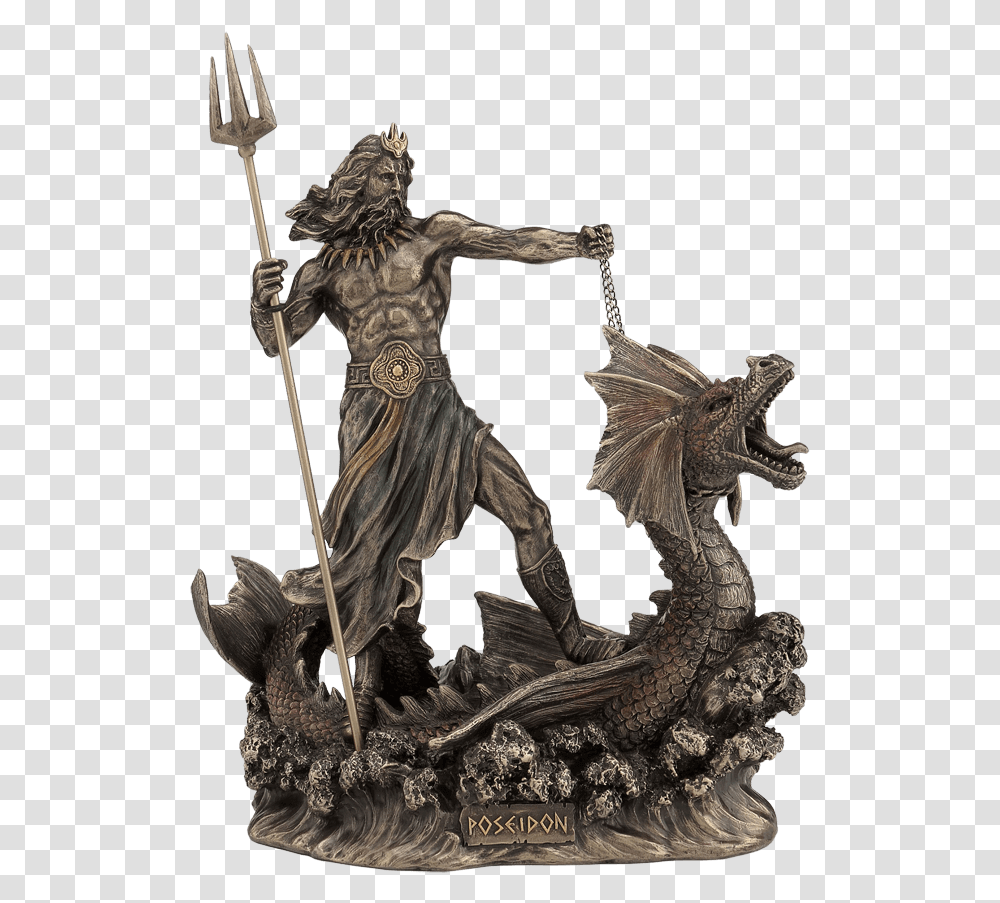 Poseidon With Trident And Sea Serpent Poseidon Greek God Statues, Weapon, Weaponry, Emblem Transparent Png