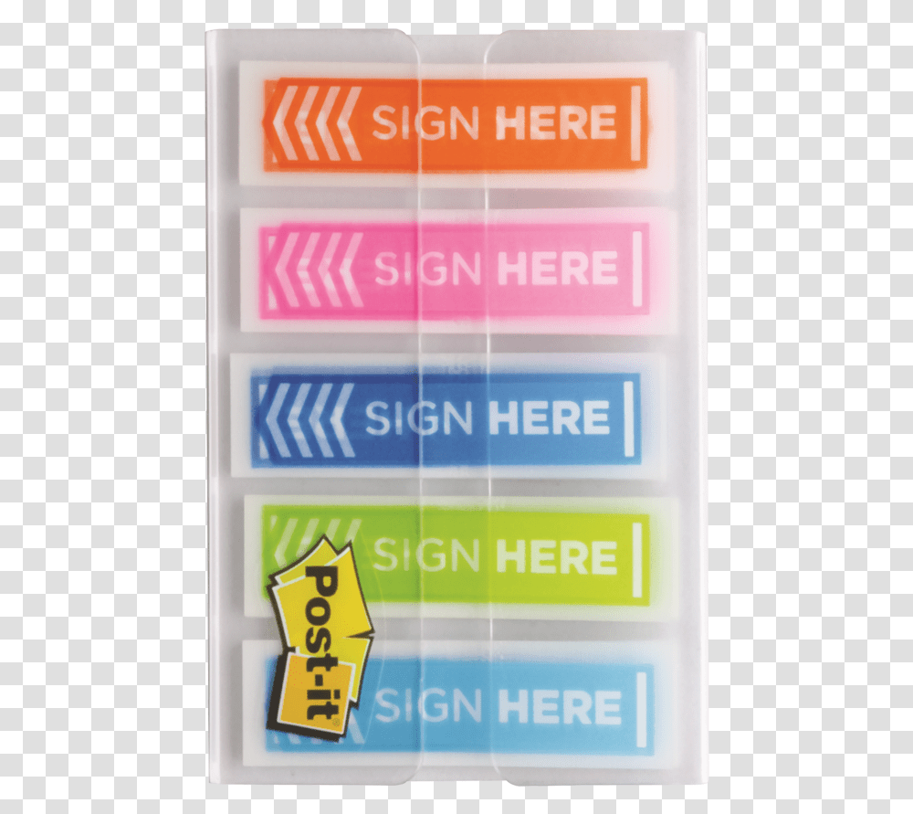 Post It Sign Here Flags 12 Post It Notes, Label, Rubber Eraser, Poster Transparent Png