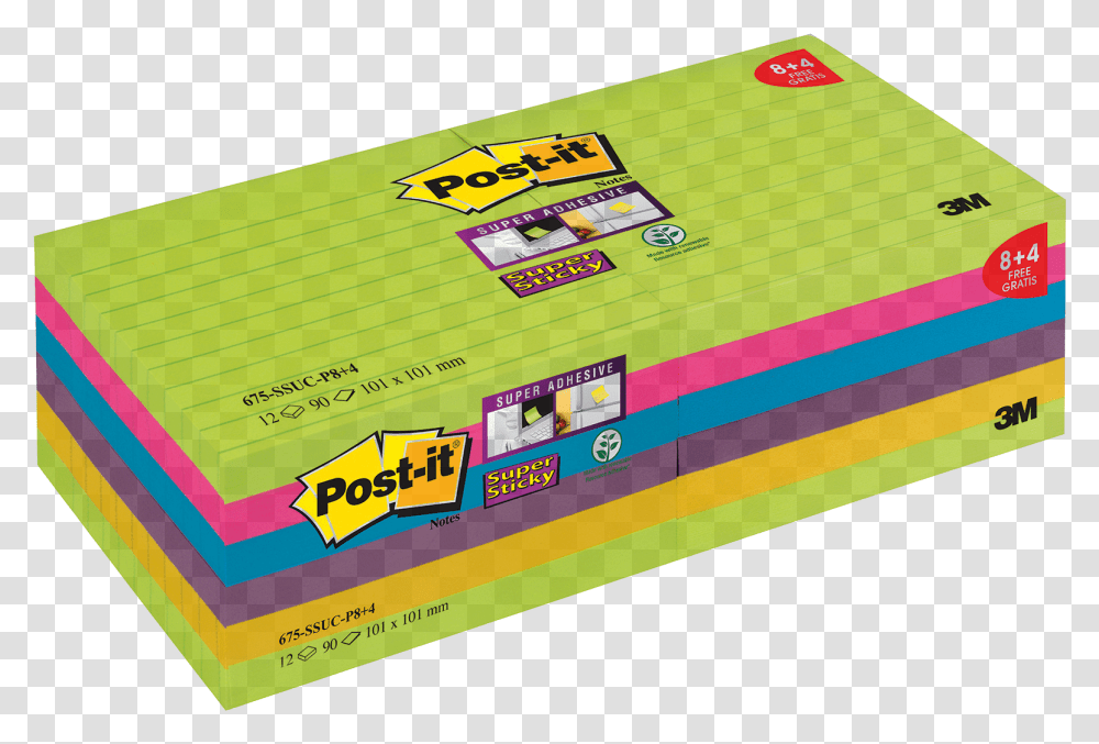 Post It Super Sticky Notes 101x101mm Prom Pack 8 Plus, Pac Man, Arcade Game Machine, Box Transparent Png