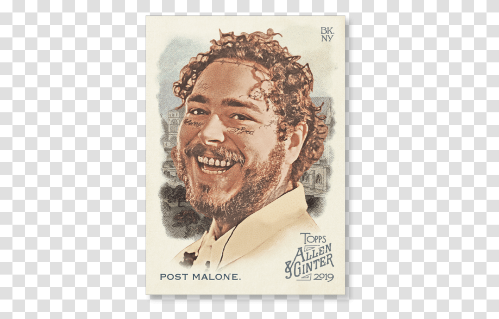 Post Malone 2019 Topps Allen Amp Ginter Oversized Base Allen And Ginter Pirate Cards, Face, Person, Head, Poster Transparent Png