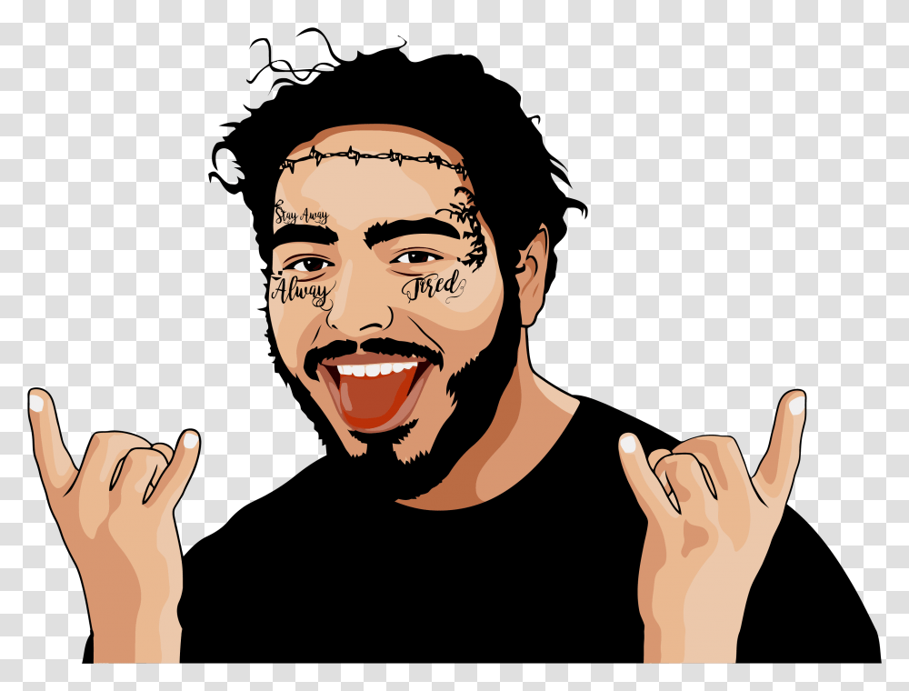 Post Malone Face, Person, Human, Hand, Head Transparent Png