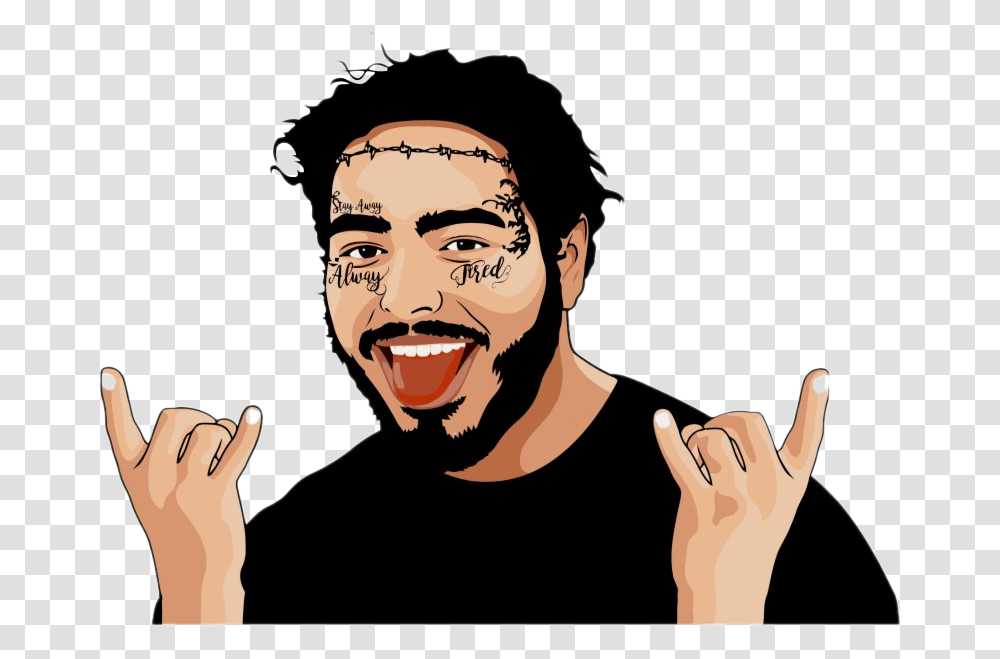 Post Malone Free Image Post Malone Face, Person, Head, Hand, Laughing Transparent Png