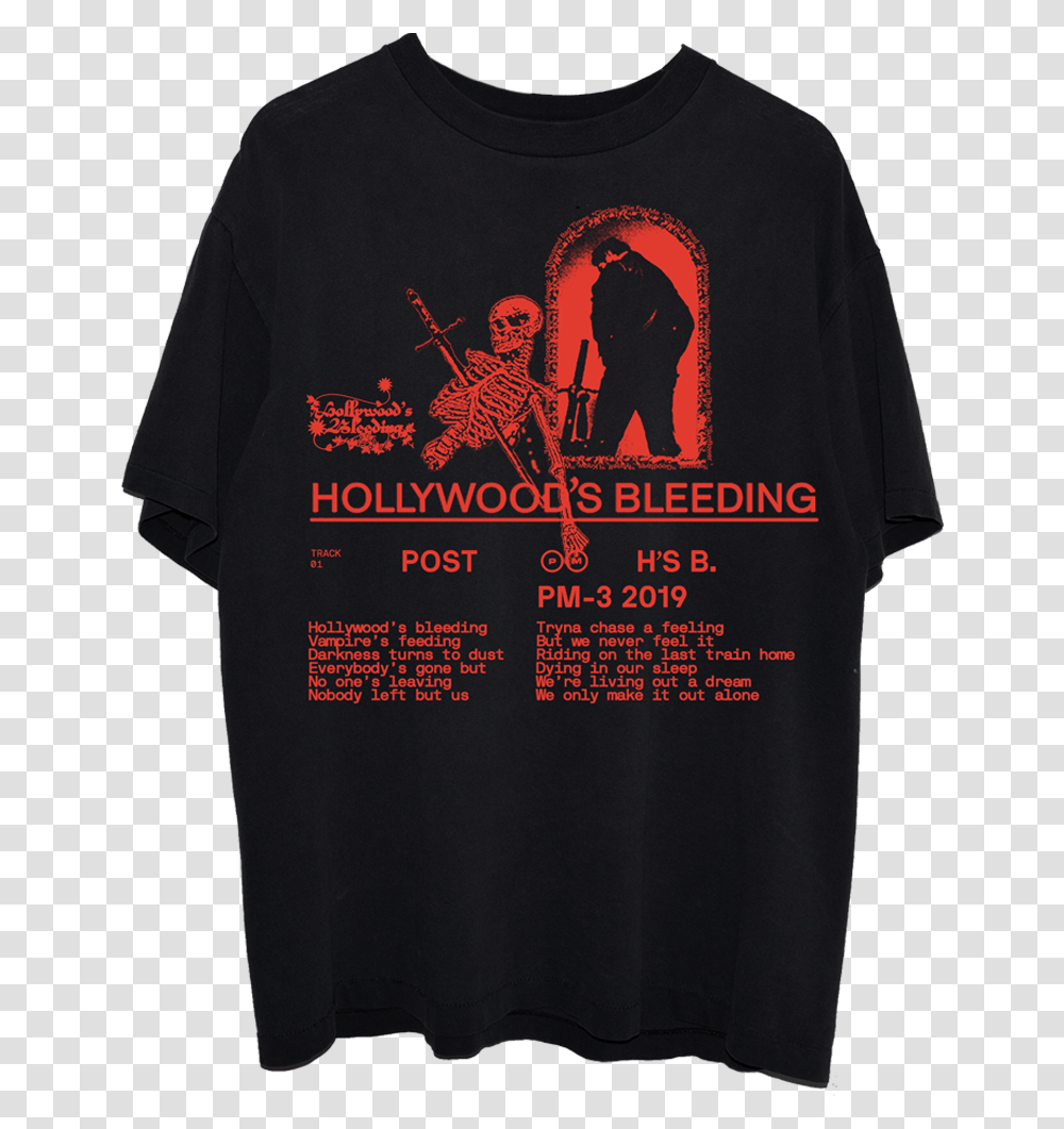 Post Malone Hollywood's Bleeding T Shirt, Apparel, T-Shirt Transparent Png