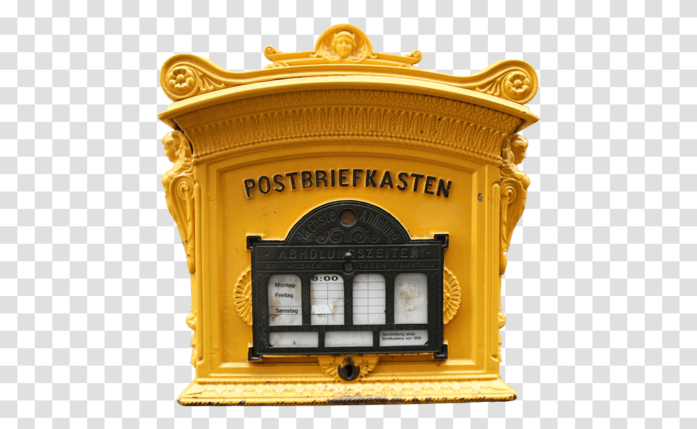 Post Post Mail Box Old Yellow Mailing Letters Boite Aux Lettres Allemande, Mailbox, Letterbox, Postbox, Public Mailbox Transparent Png