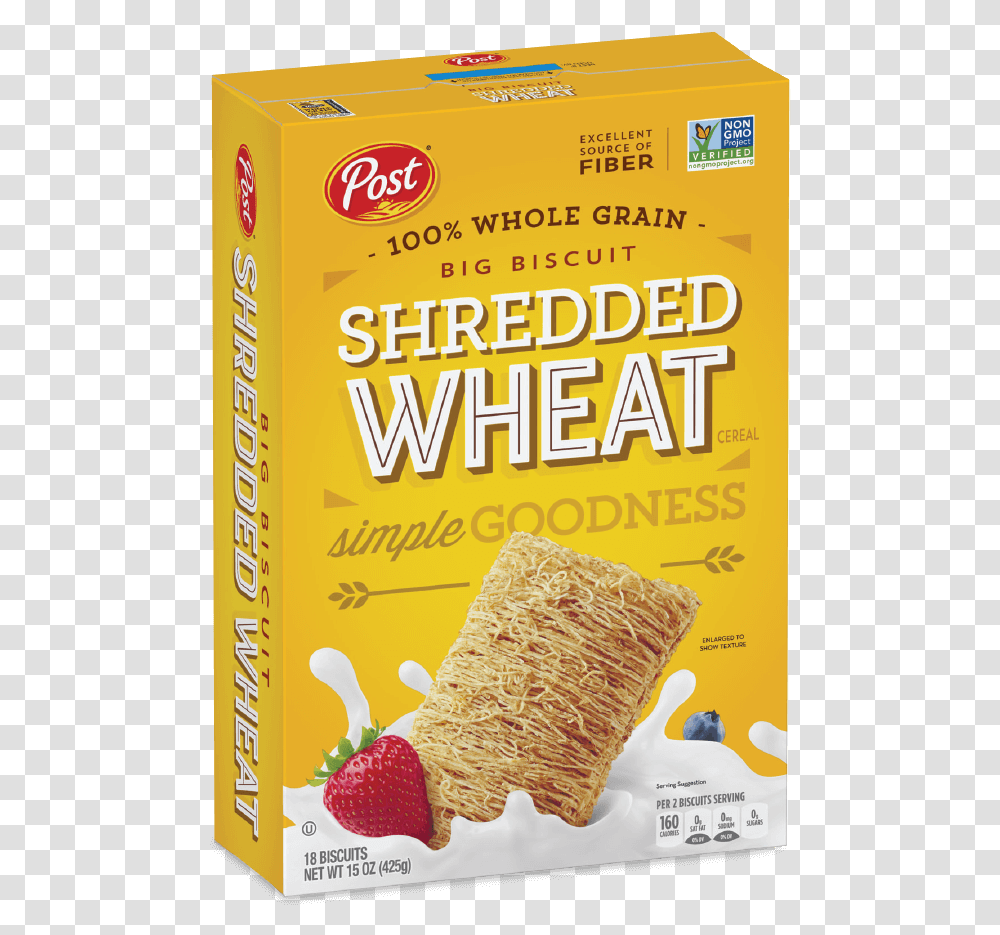 Post Shredded Wheat Whole Grain Box Shredded Wheat, Noodle, Pasta, Food, Bread Transparent Png