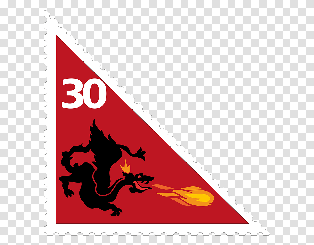 Postage Stamps Dragon Free Vector Graphic On Pixabay Illustration, Triangle, Poster, Advertisement, Sign Transparent Png