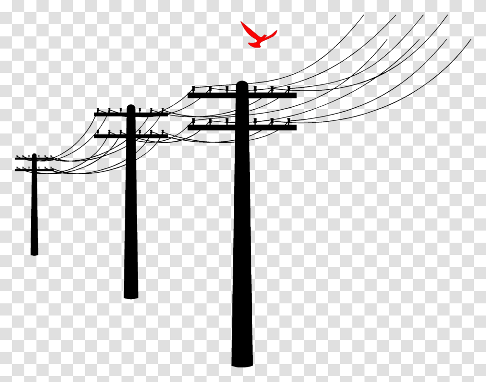 Poste, Utility Pole, Cable, Construction Crane, Power Lines Transparent Png