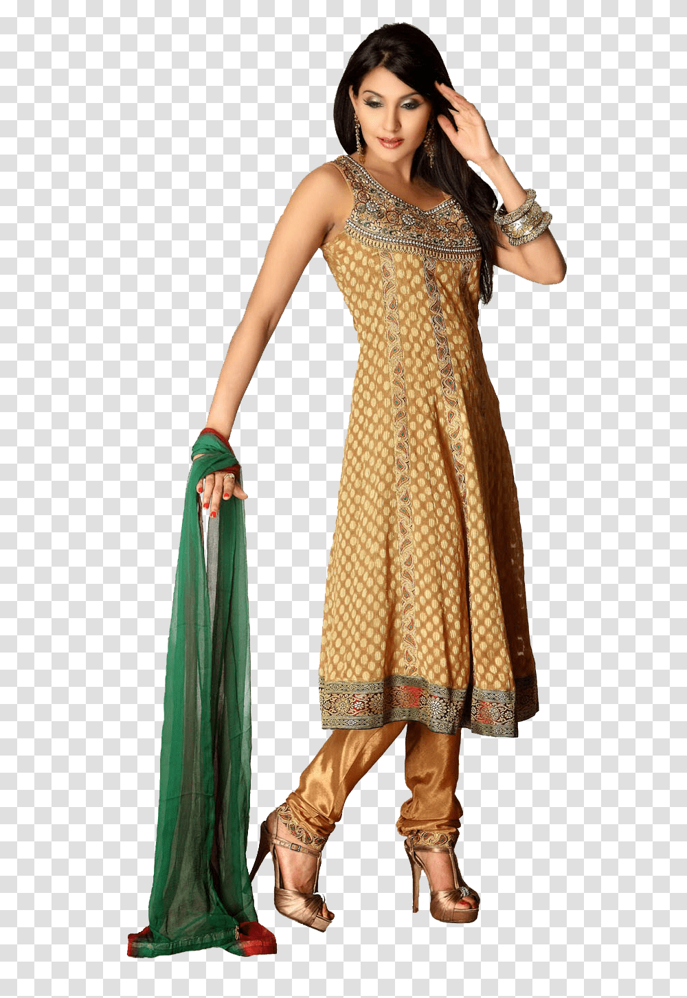 Posted By Churidar Suit At Silk, Dress, Person, Female Transparent Png