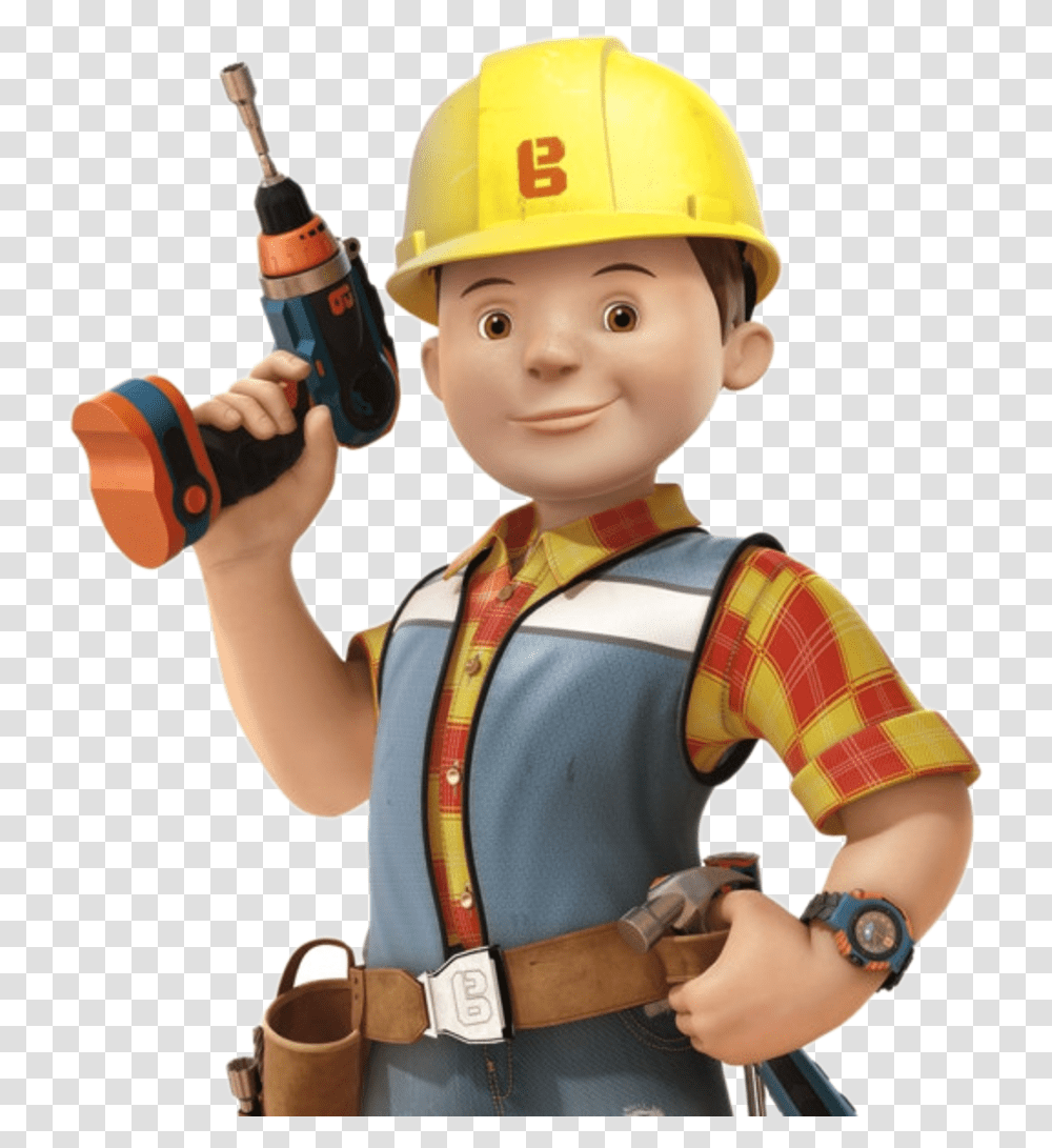 Posted By Kaylor Blakley At Bob The Builder Drill, Person, Human, Helmet Transparent Png