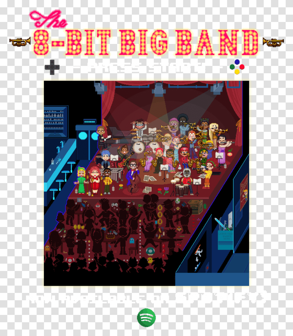 Poster Art Trans 8 Bit Big Band, Pac Man, Advertisement, Arcade Game Machine Transparent Png