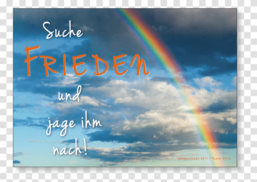 Poster Jahreslosung 2019 Regenbogen Taube Jage Ihm Jahreslosung 2019, Nature, Outdoors, Sky, Rainbow Transparent Png