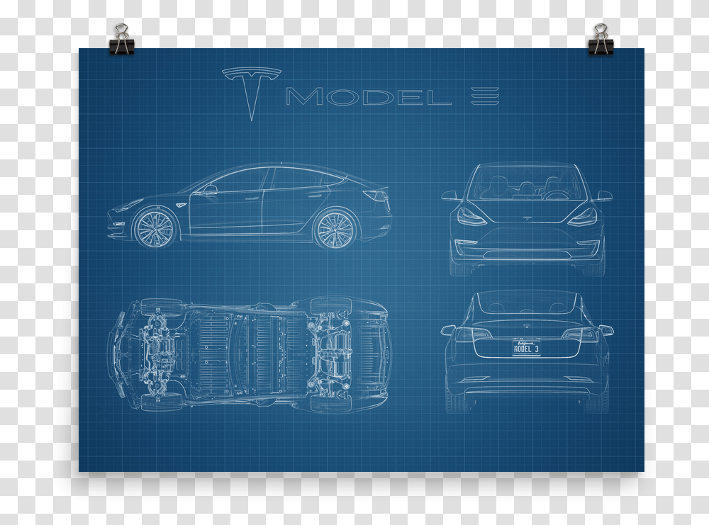 Poster Of The 2018 Tesla Model 3 Vintage Car, Text, Electronics, Screen, Monitor Transparent Png
