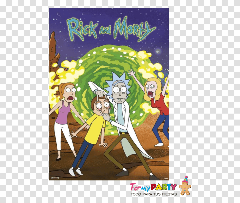 Poster Rick And Morty Portal Rick Et Morty Poster, Person, Human, Advertisement, Book Transparent Png