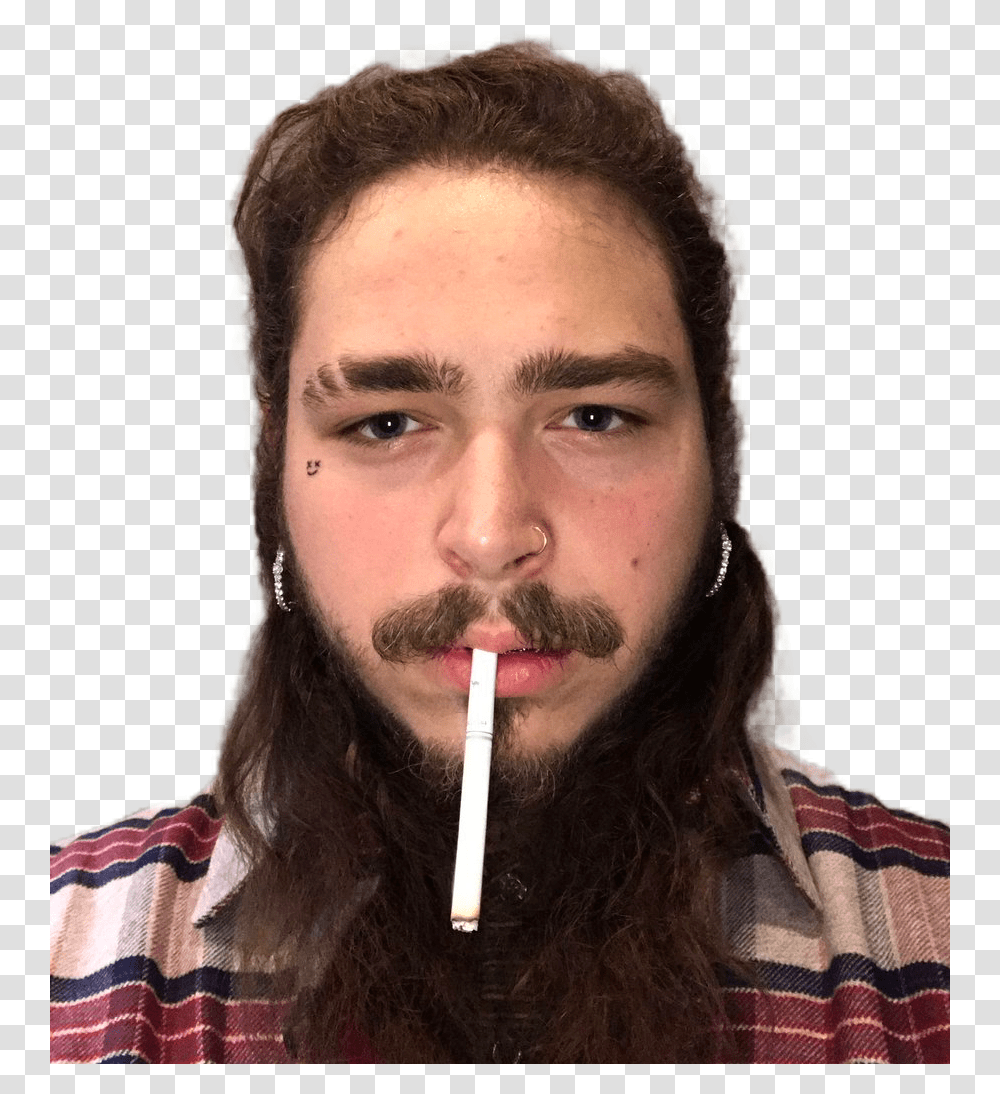 Postmalone Post Malone Cigarrete Rapfreetoedit Post Malone Smoking Cig, Face, Person, Human, Beard Transparent Png