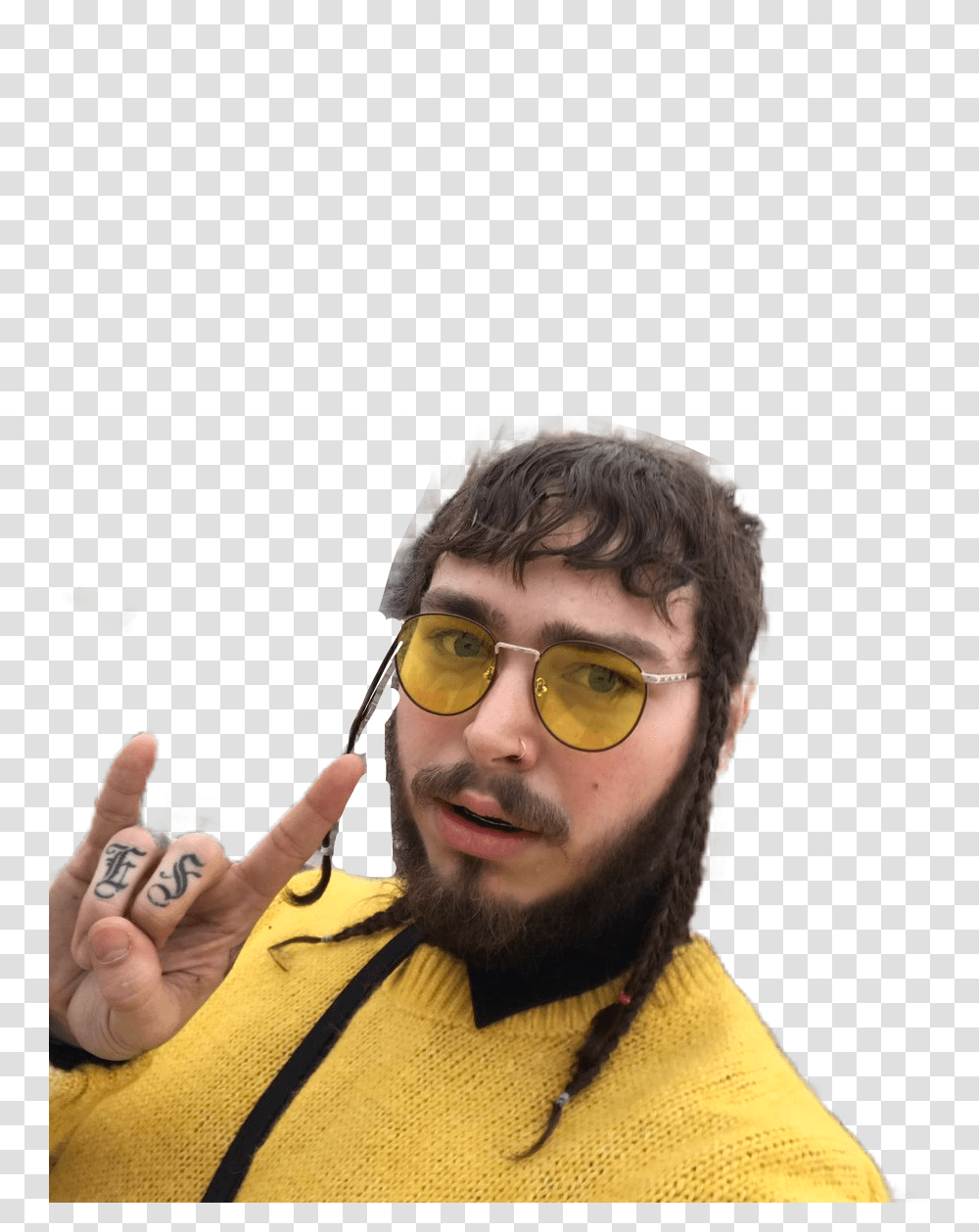 Postmalone Tumblr Yellowaesthetic Post Malone, Person, Human, Face, Finger Transparent Png