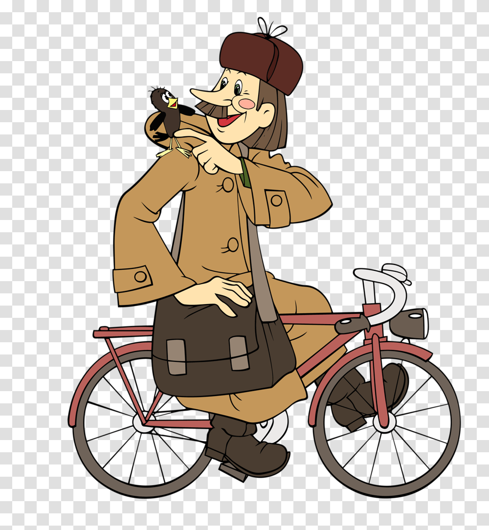 Postman, Person, Bicycle, Vehicle, Transportation Transparent Png