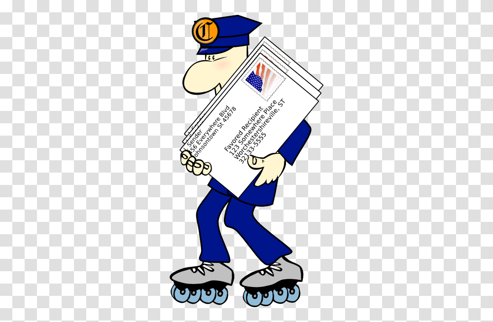 Postman Wearing Skates Clip Art, Label, Document, Driving License Transparent Png