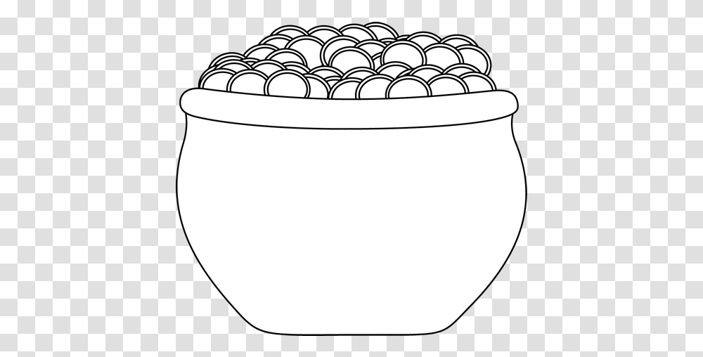 Pot Of Gold Black And White Free Gold In Black And White, Bowl, Mixing Bowl, Plant, Bathtub Transparent Png