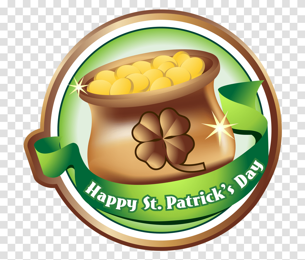 Pot Of Gold Clipart Free Download St Day Pot Of Gold Clip Art Free, Label, Text, Birthday Cake, Food Transparent Png