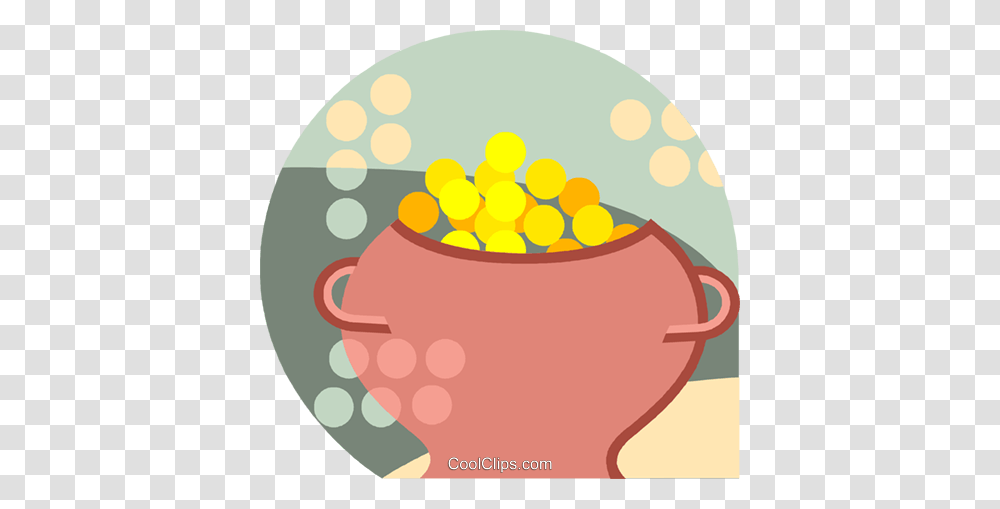 Pot Of Gold Coins Royalty Free Vector Clip Art Illustration, Plant, Food, Produce, Bowl Transparent Png