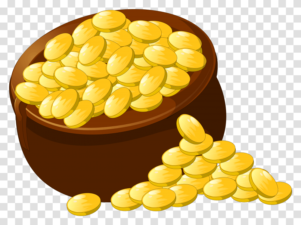 Pot Of Gold Picture Clipart Background Gold Clipart, Treasure, Plant, Coin, Money Transparent Png
