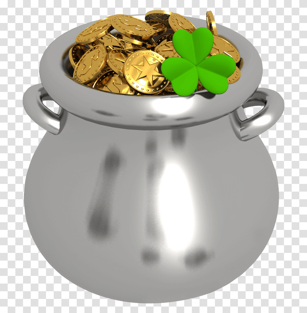Pot Of Gold With Shamrock Clipart Pot Of Gold Clip Art, Lamp, Jar, Wristwatch Transparent Png