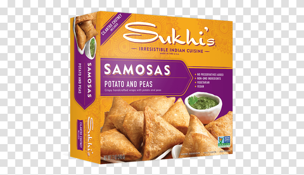 Potato Samosas Sukhi's Samosas, Food, Bread, Snack, Dip Transparent Png