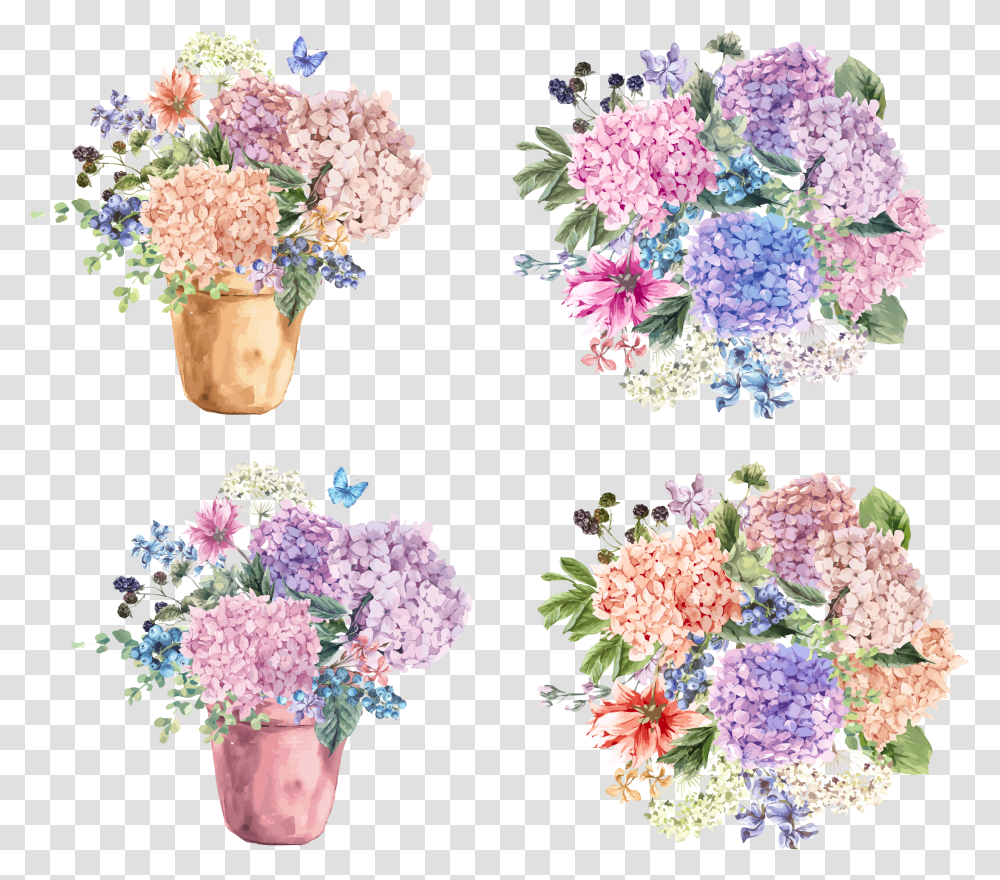 Potted Flower Clipart Flowers Watercolor Pot, Plant, Blossom, Lilac, Flower Arrangement Transparent Png