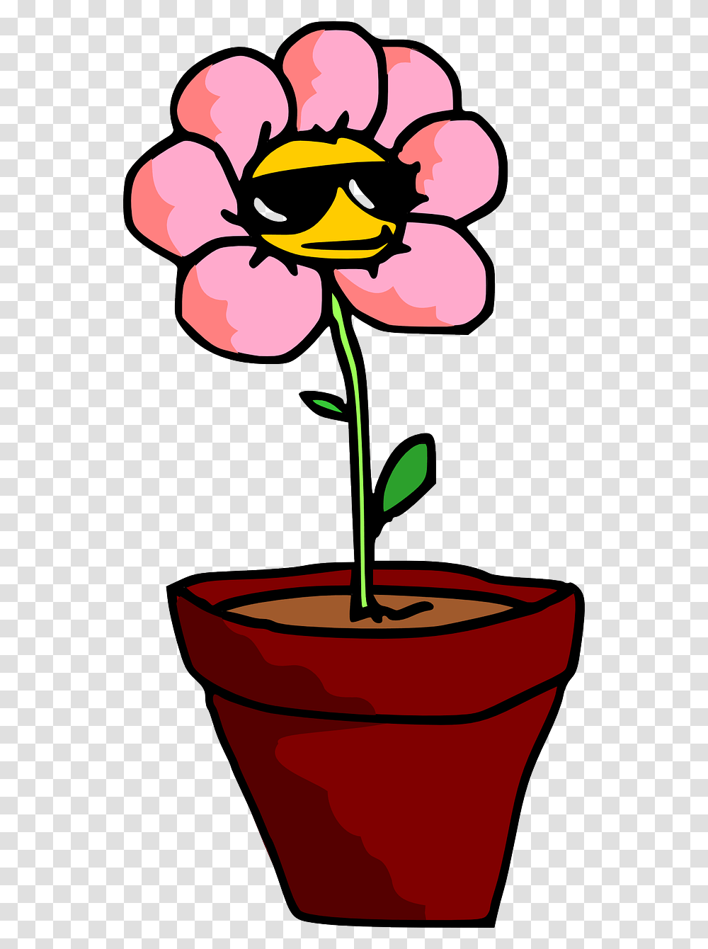 Potted Plant Cartoon, Flower, Blossom, Petal, Rose Transparent Png