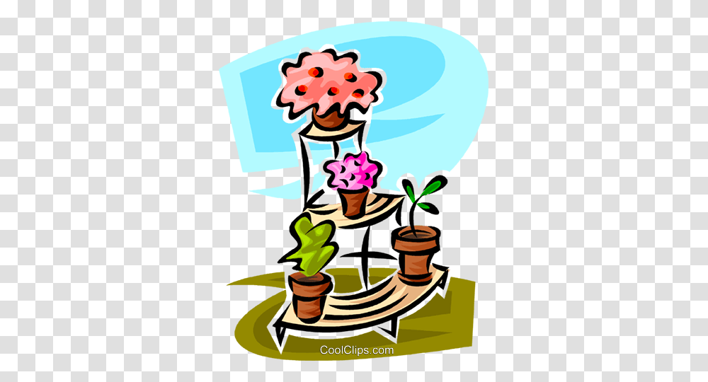 Potted Plants On A Plant Stand Royalty Free Vector Clip Art, Poster, Advertisement Transparent Png