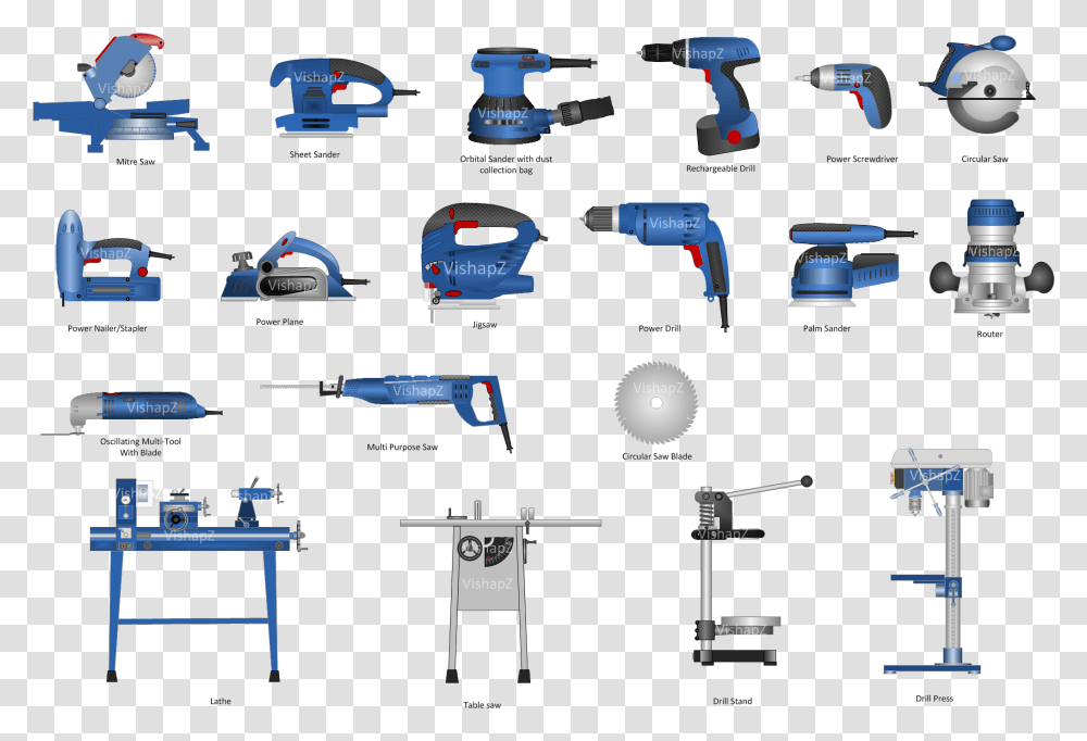 Power Drill Clipart Power Tools With Names, Plot, Diagram Transparent Png