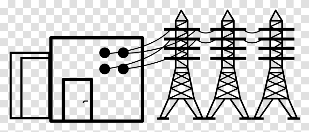 Power Housing With Lines Svg Electric Tower, Cable, Power Lines, Electric Transmission Tower Transparent Png