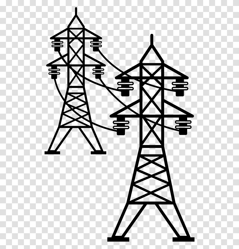 Power Line Clipart, Electric Transmission Tower, Power Lines, Cable, Cross Transparent Png