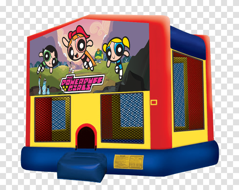 Power Puff Girls Bouncer Coco Bounce House, Bus, Vehicle, Transportation, Person Transparent Png