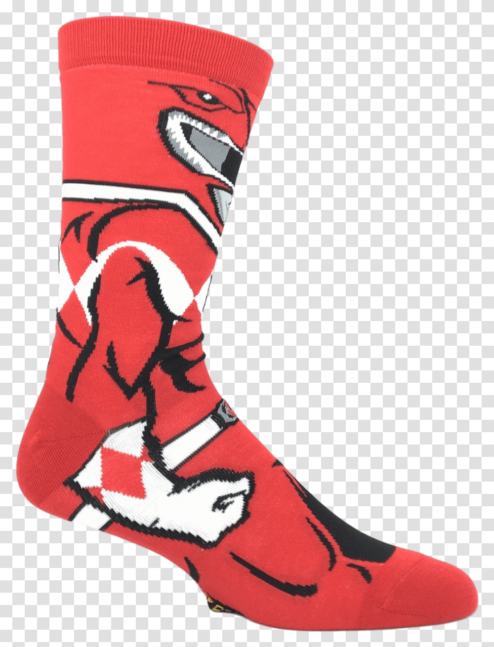 Power Rangers Red Ranger 360 Socks Sock, Clothing, Apparel, Stocking, Christmas Stocking Transparent Png