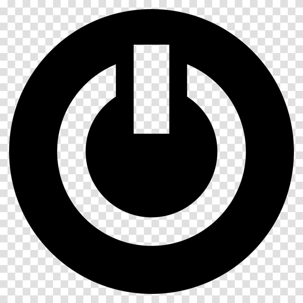 Power Symbol In A Circle In Black And White Icon Free, Number, Sign, Label Transparent Png