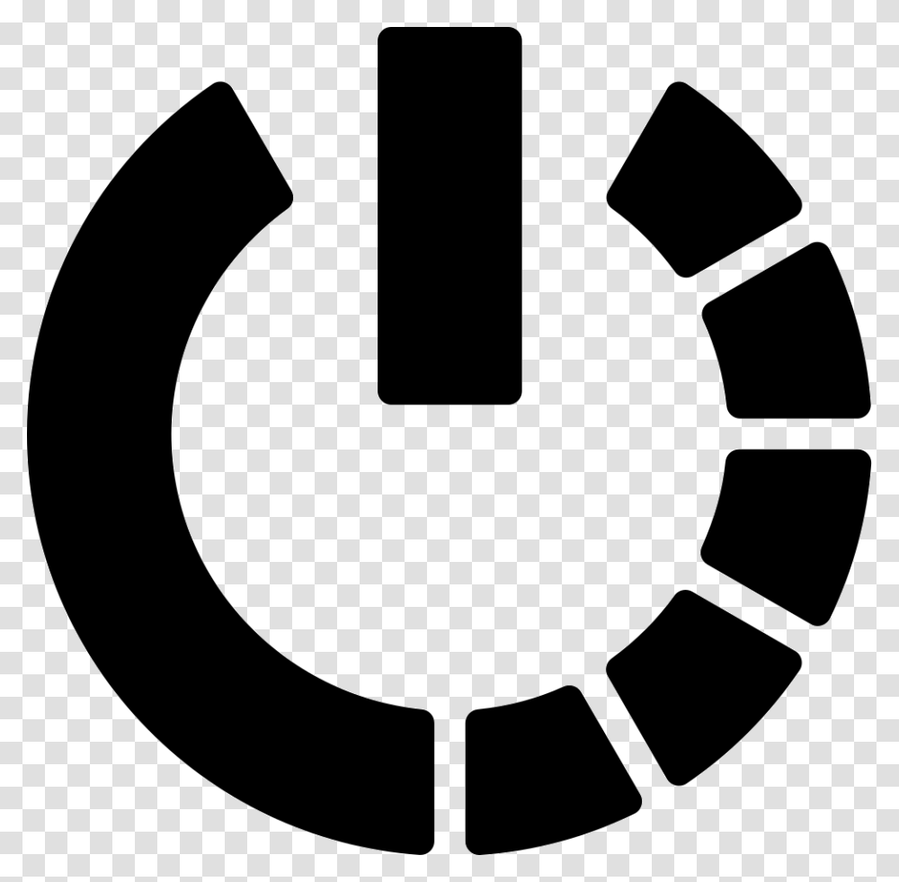 Power Symbol Variant With Half Circle Of Broken Line Icon, Stencil, Logo, Trademark, Emblem Transparent Png