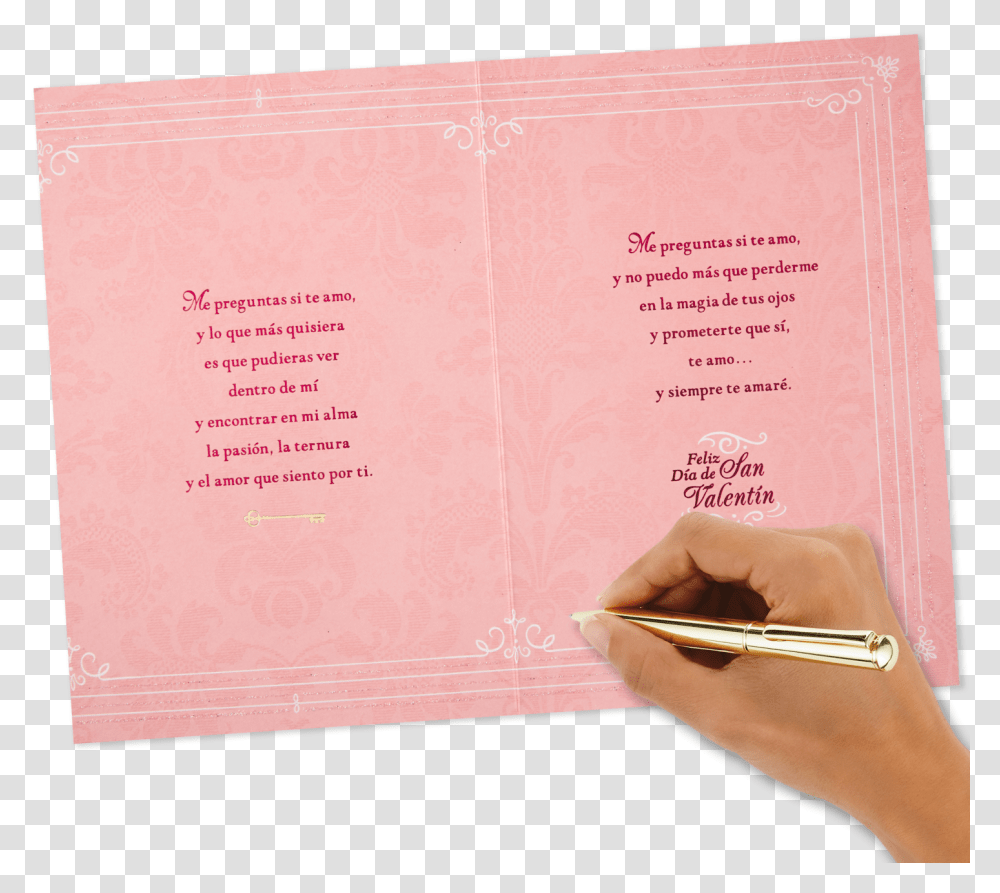 Powerful Love Spanish Language Valentine's Day Card Handwriting, Document, Id Cards, Person Transparent Png