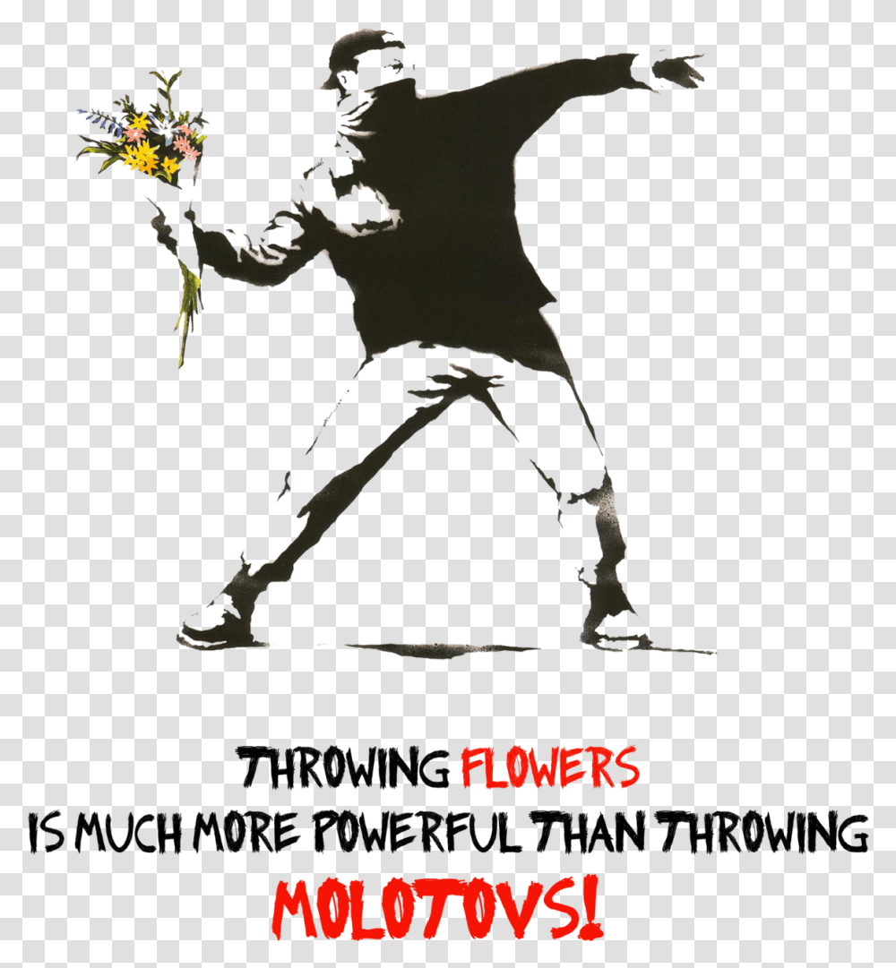 Powerful Than Molotov Throwing Flowers Banksy Flower Thrower, Person, Dance Pose, Leisure Activities, Silhouette Transparent Png