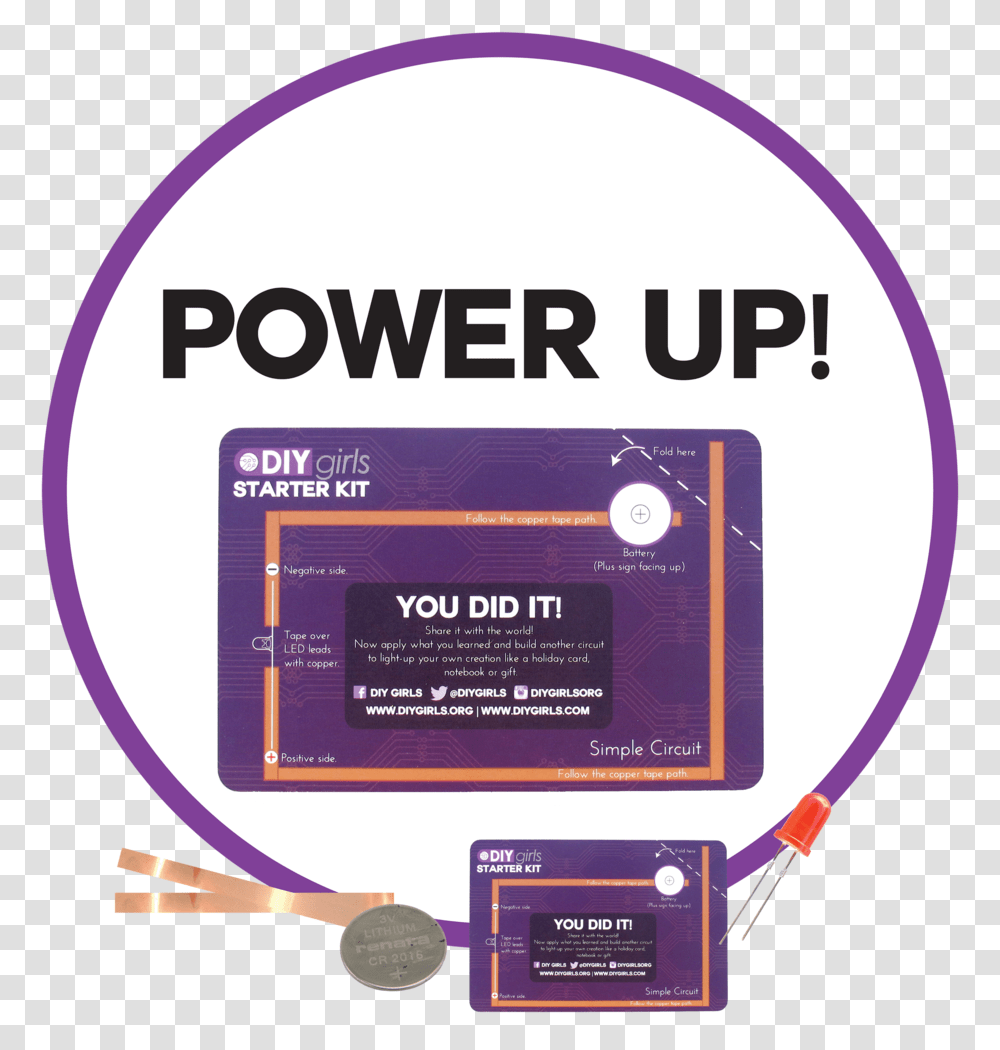 Powerup What Sincluded Diy Girls Club Kit, Label, Purple, Paper Transparent Png