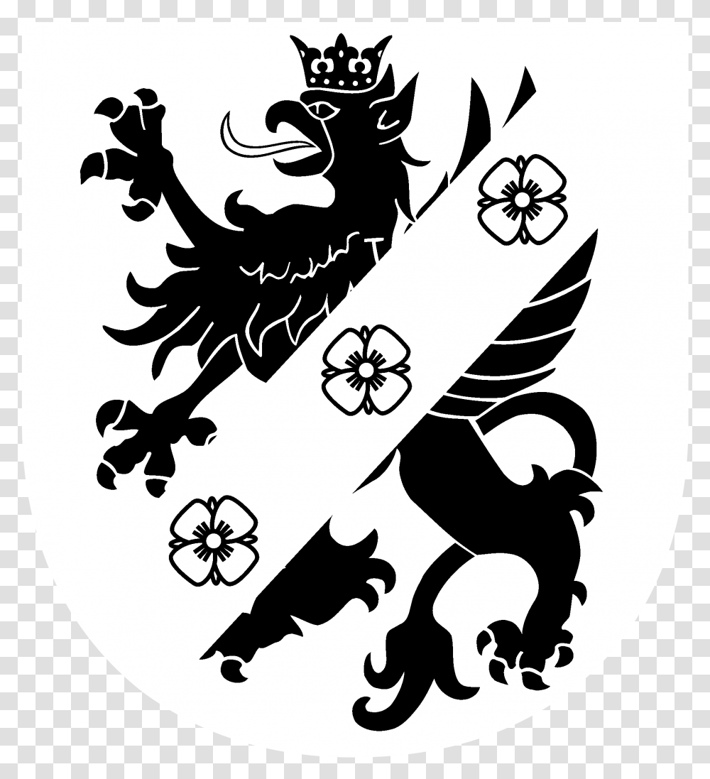 Powiatu Logo Black And White Kashubian Coat Of Arms, Stencil, Floral Design Transparent Png