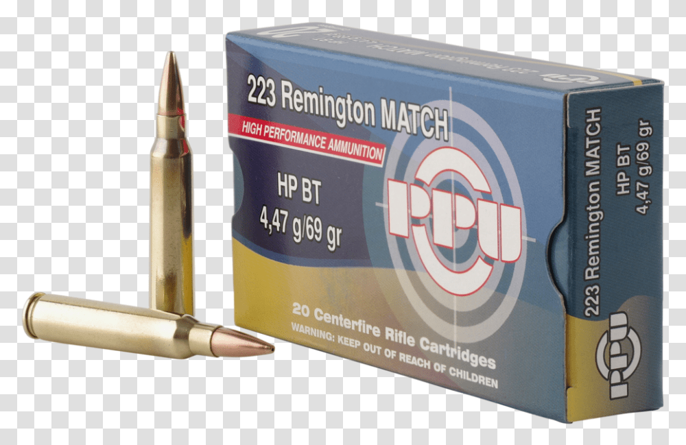 Ppu Ppm2231 Match 223, Ammunition, Weapon, Weaponry, Box Transparent Png