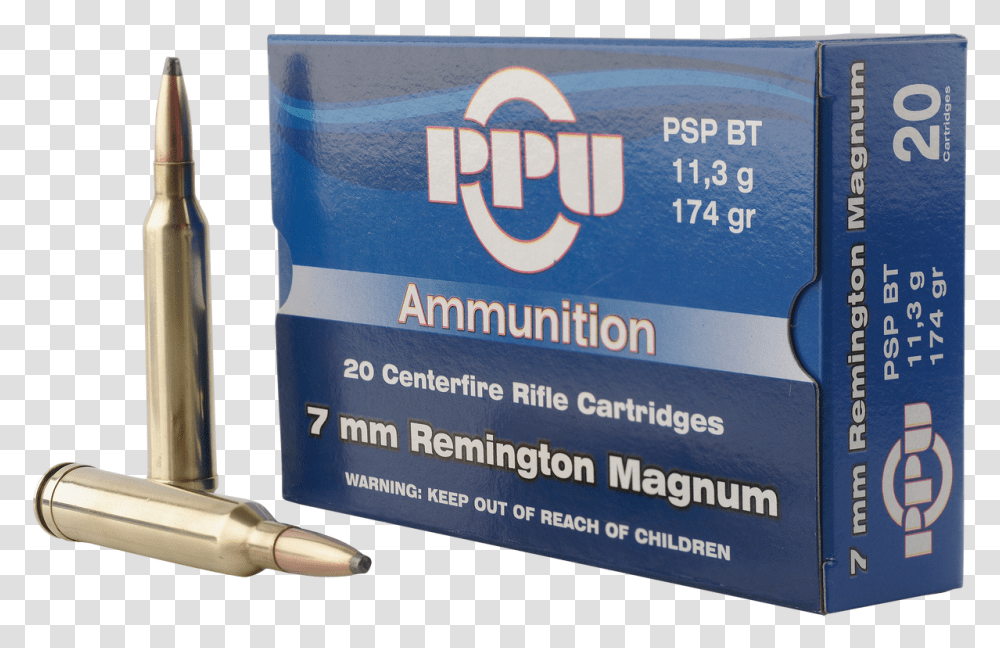 Ppu Prvi Partizan 7mm Remington Magnum Bullet, Weapon, Weaponry, Ammunition Transparent Png