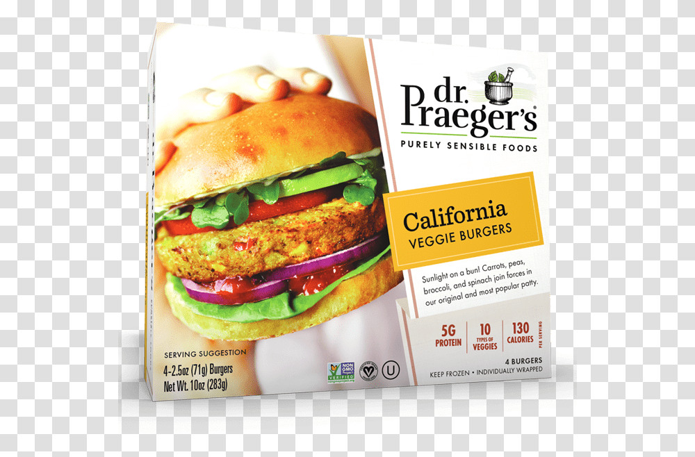 Praeger S California Veggie Burgers Package Dr Praeger's Veggie Burgers, Food, Advertisement, Poster, Flyer Transparent Png