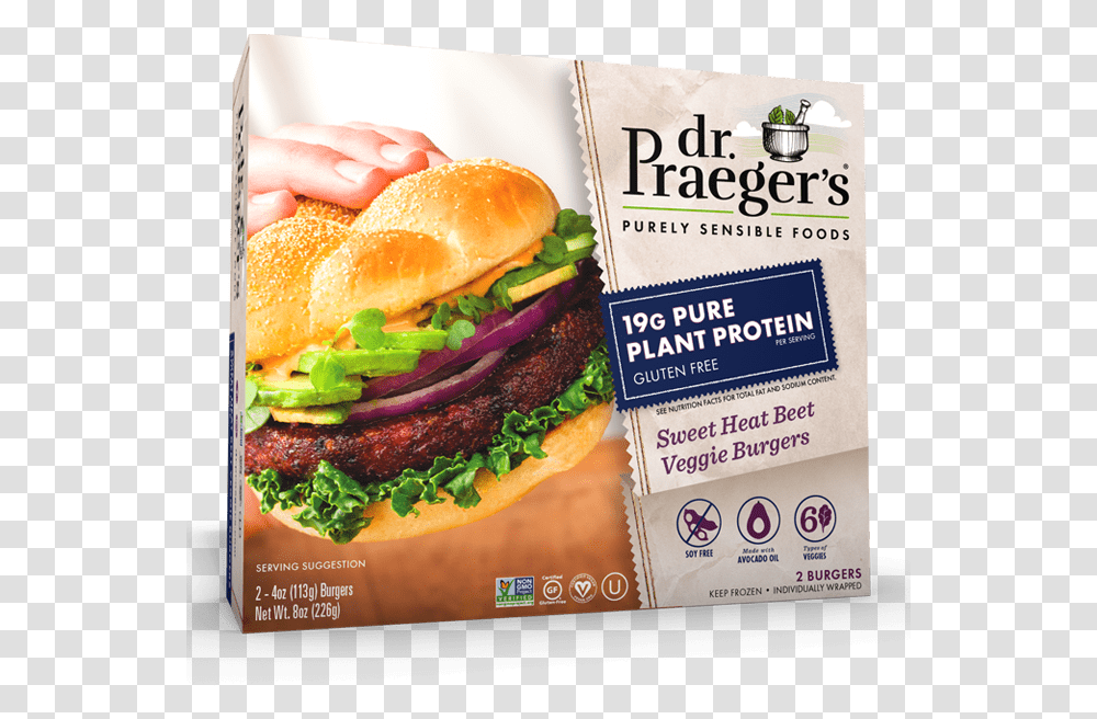Praeger S Pure Plant Protein Sweet Heat Beet Veggie Dr Praeger's Chicken Tenders, Burger, Food, Advertisement, Poster Transparent Png
