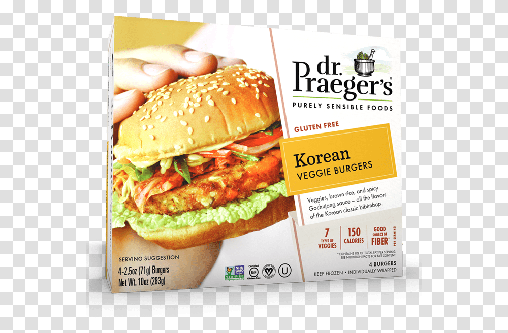 Praegerquots Korean Veggie Burgers Package Dr Praeger's Korean Veggie Burgers, Food, Advertisement, Poster, Flyer Transparent Png