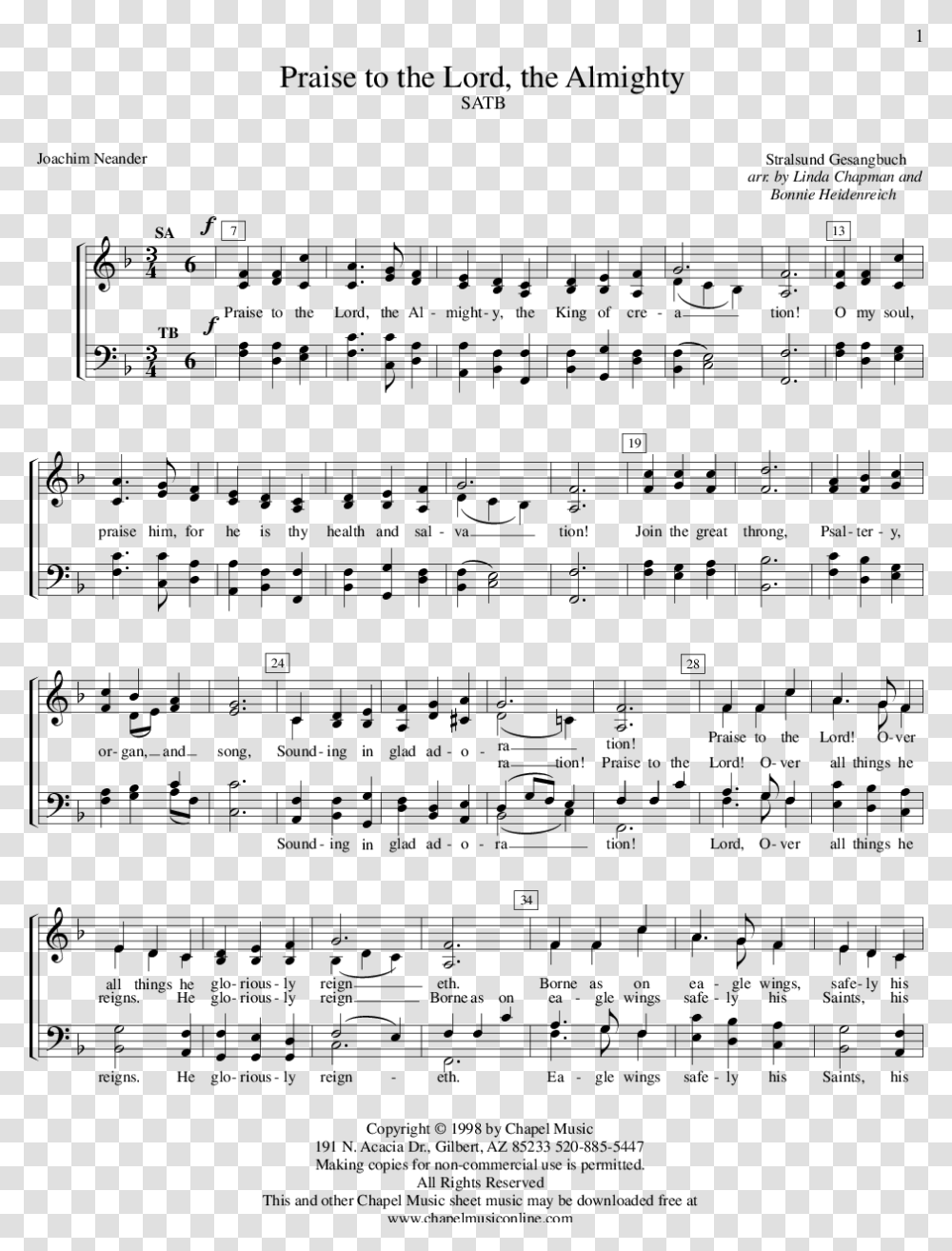 Praise And Worship Acapella Praise To The Lord Sheet Music, Gray, World Of Warcraft Transparent Png